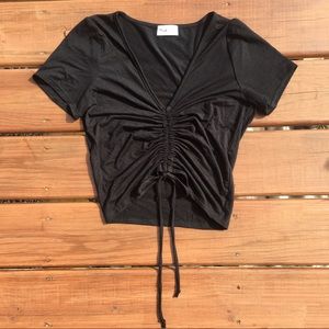 NWOT Short Sleeve Ruched Crop Top